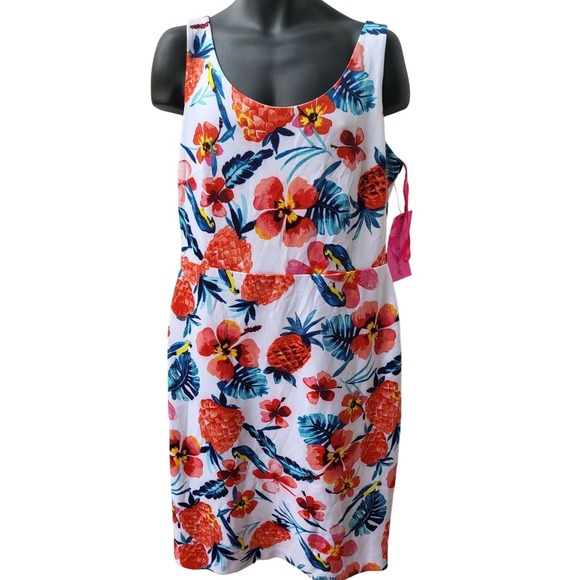 Betsey Johnson Dresses & Skirts - NWT Betsey Johnson Ivory Multi Bodycon Dress Womens Sz 16 Cap Sleeve Ruffled New